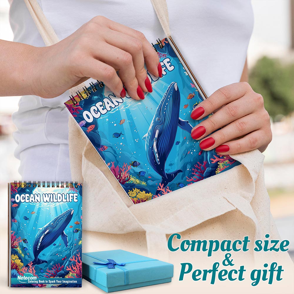 Netecom Ocean Wildlife Spiral Coloring Book For Adults