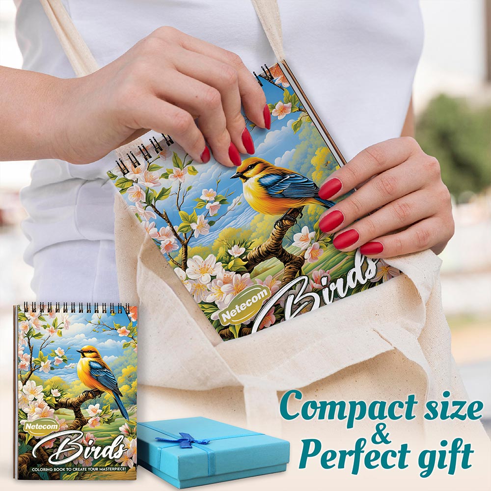 Netecom Birds Spiral Coloring Book For Adults