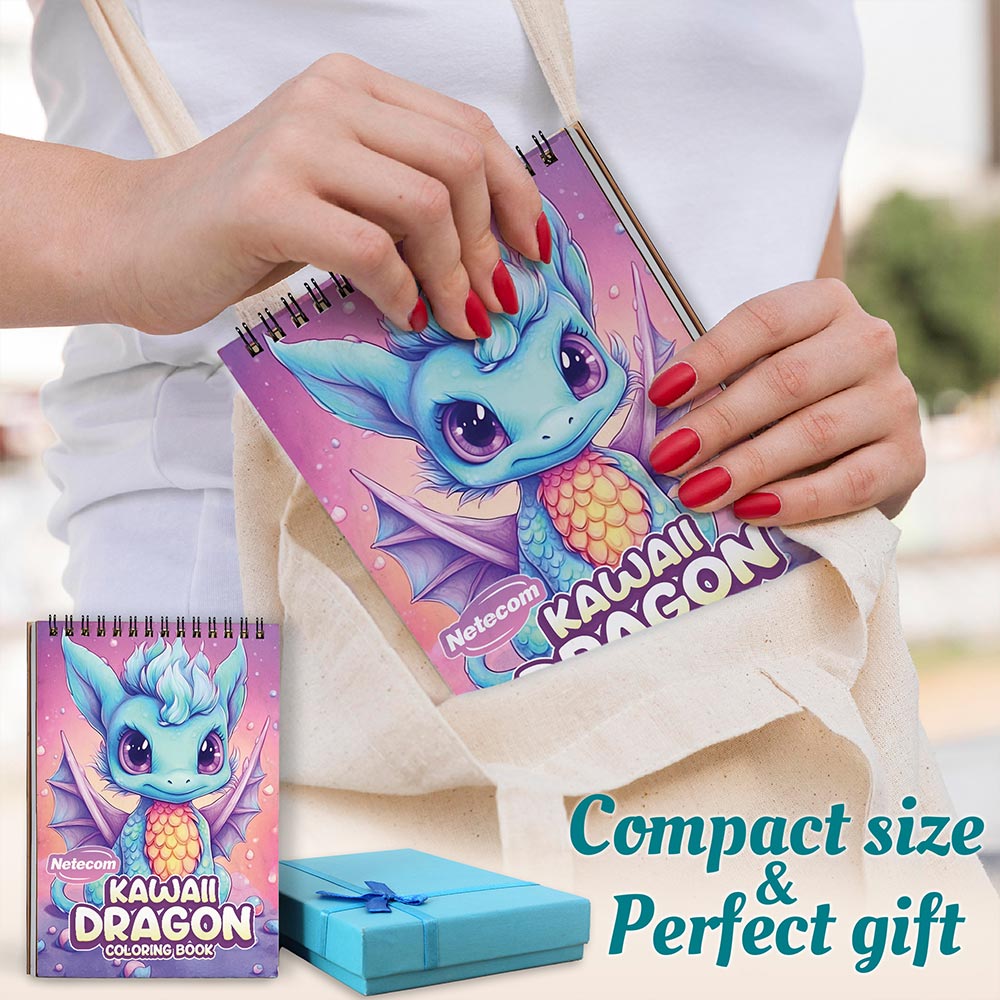 Netecom Kawaii Dragons Spiral Coloring Book For Adults