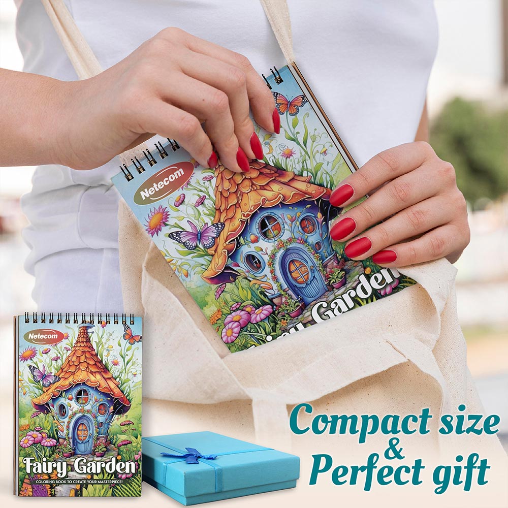 Netecom Fairy Garden Spiral Coloring Book For Adults