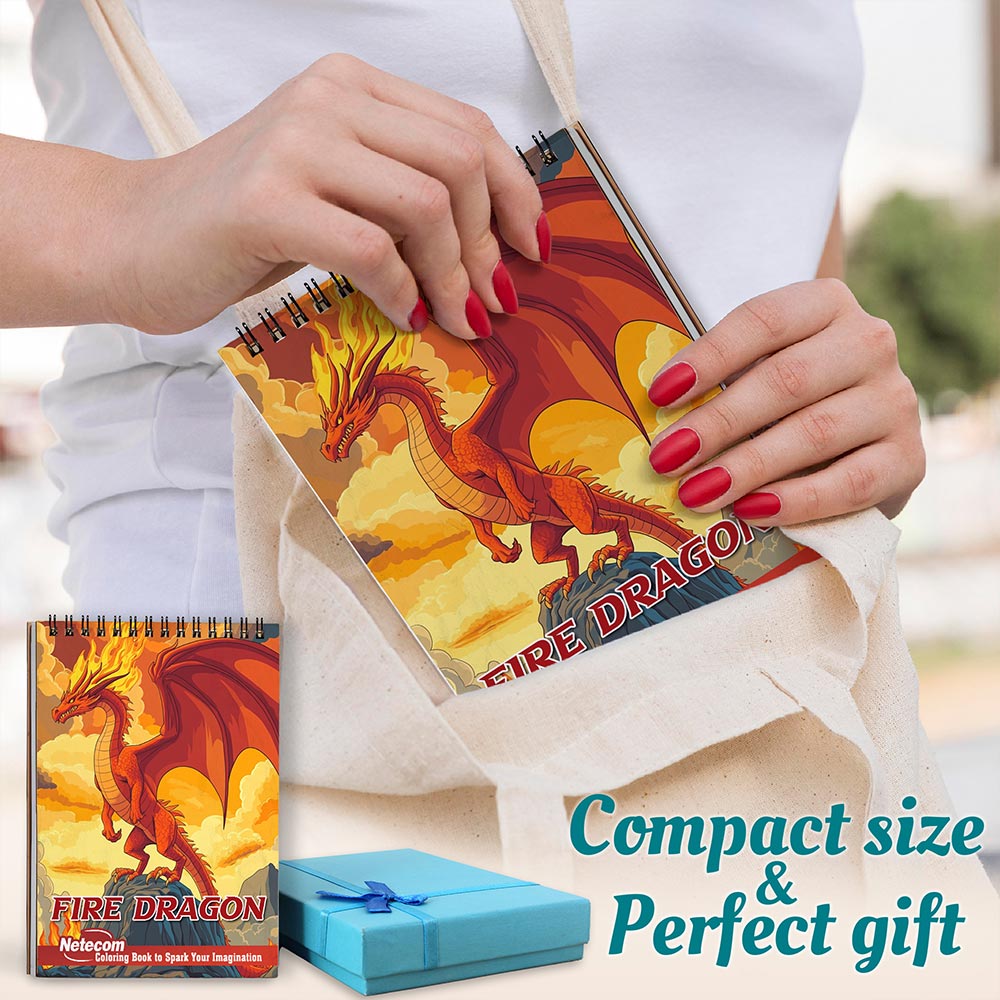 Netecom Fire Dragon Spiral Coloring Book For Adults