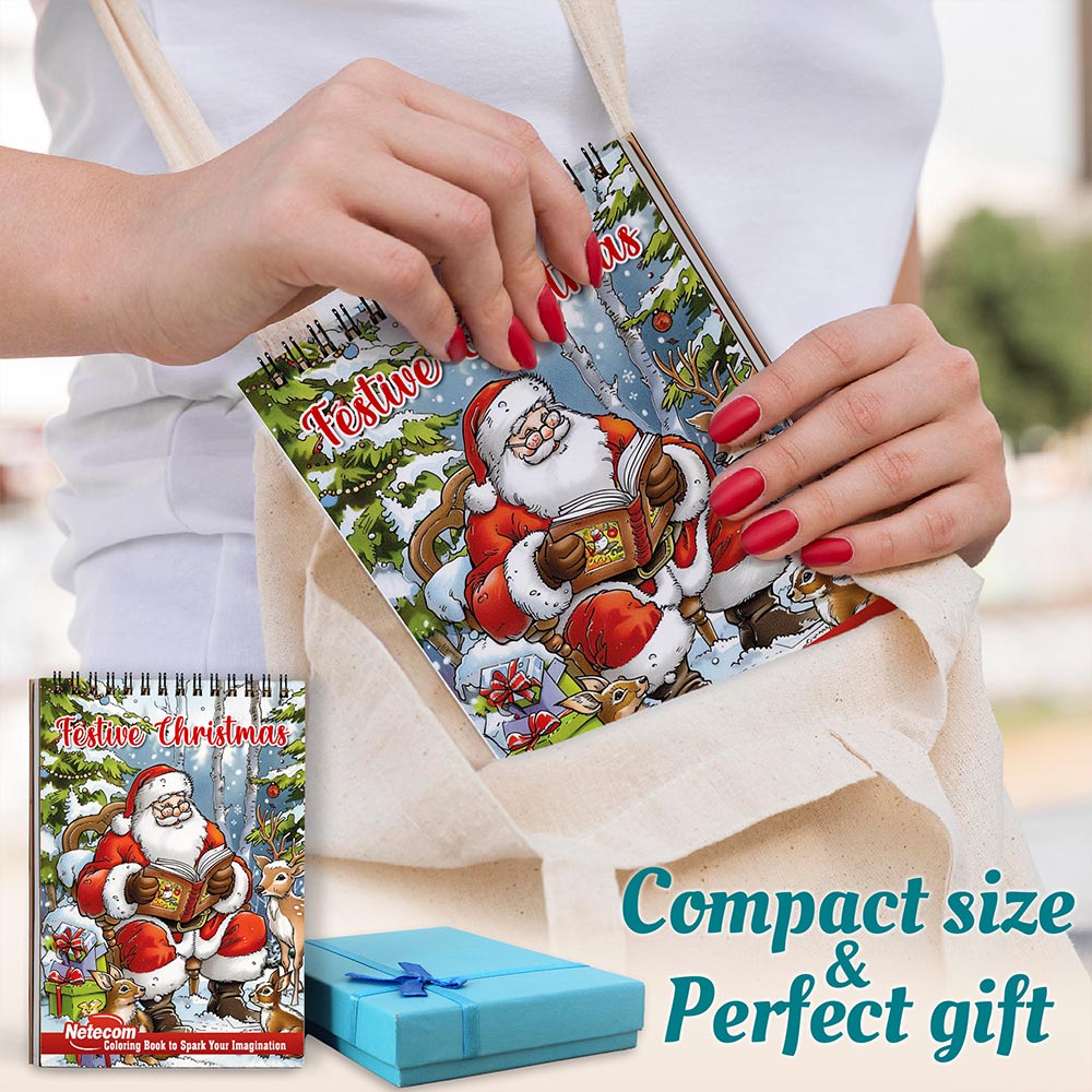 Netecom Festive Christmas Spiral Coloring Book For Adults