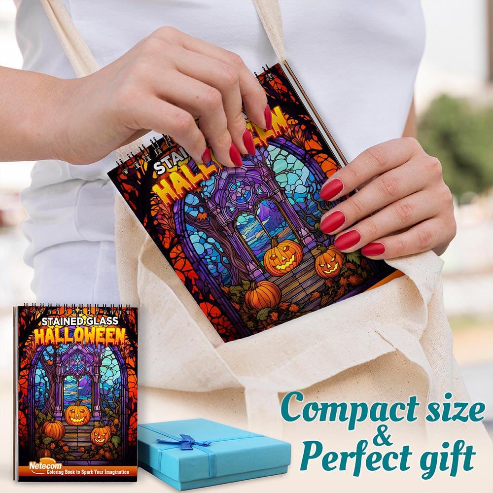 Netecom Stained Glass Halloween Spiral Coloring Book For Adults