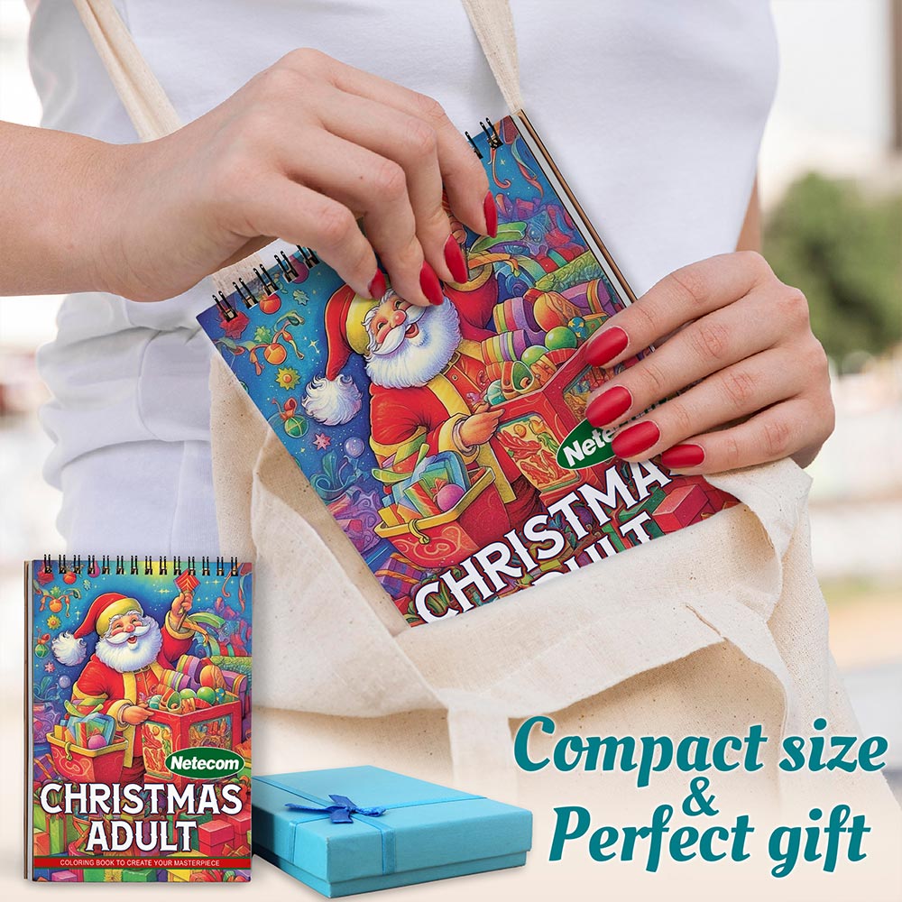 Netecom Christmas Adult Spiral Coloring Book For Adults