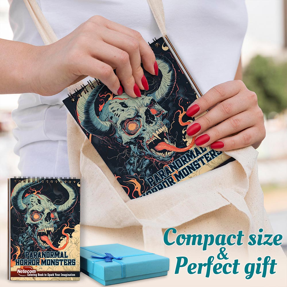 Netecom Paranormal Horror Monsters Spiral Coloring Book For Adults