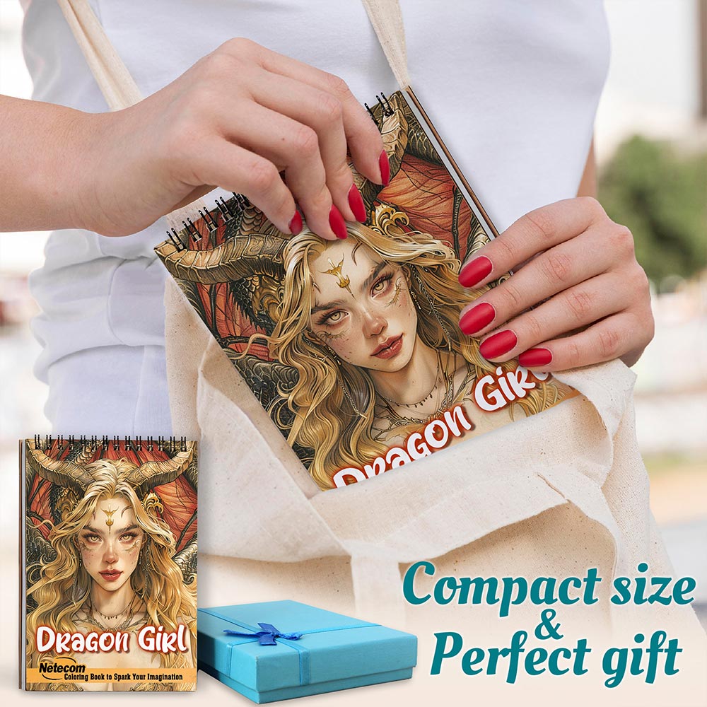 Netecom Dragon Girl Spiral Coloring Book For Adults