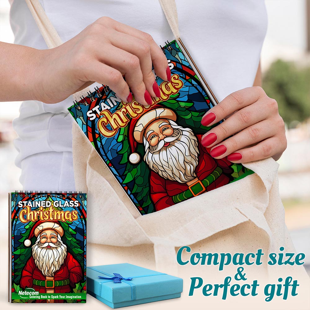 Netecom Stained Glass Christmas Spiral Coloring Book For Adults