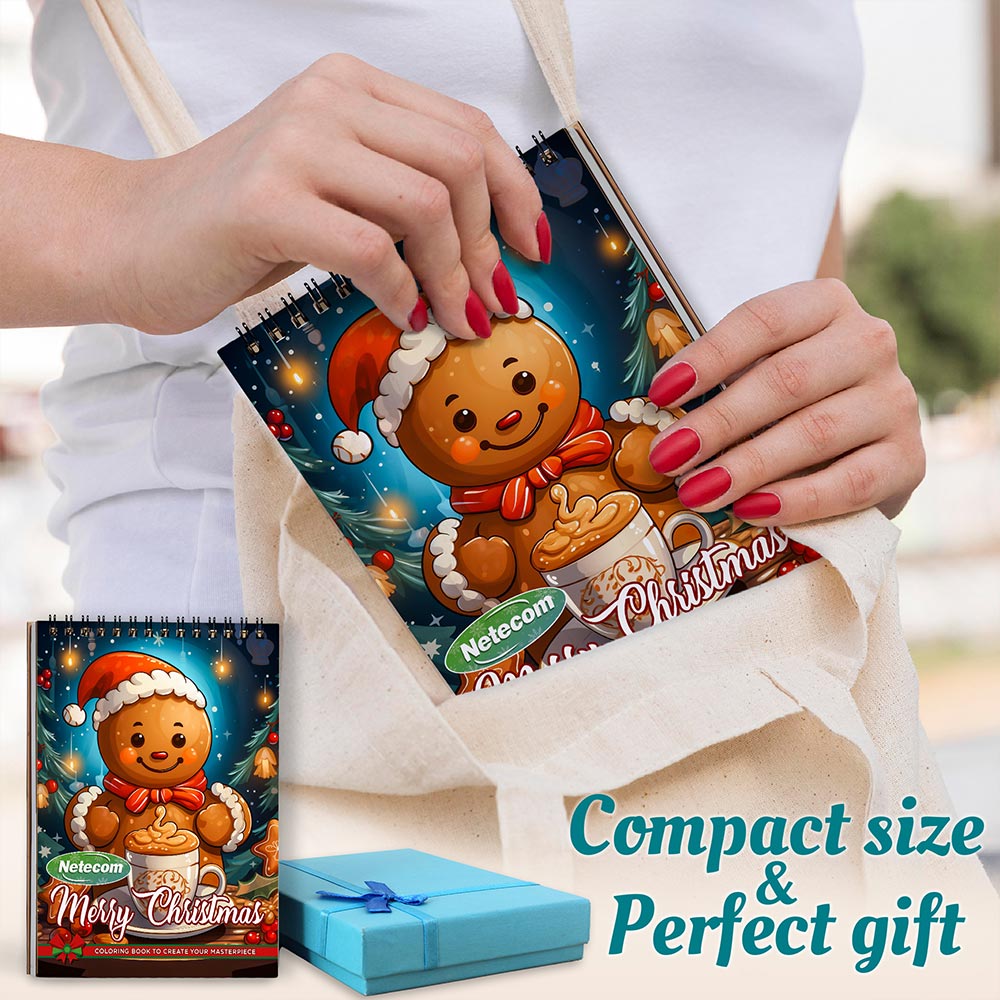 Netecom Merry Christmas Spiral Coloring Book For Adults