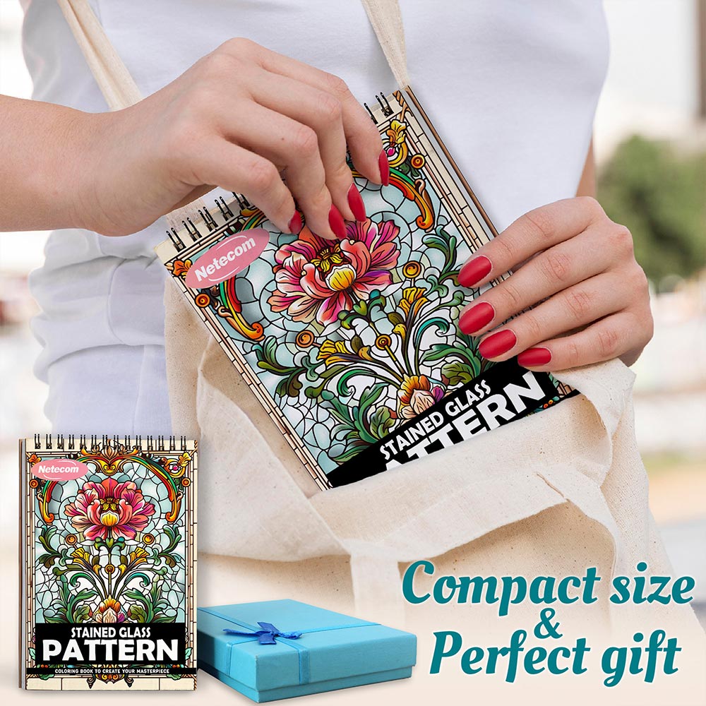 Netecom Stained Glass Pattern Spiral Coloring Book For Adults