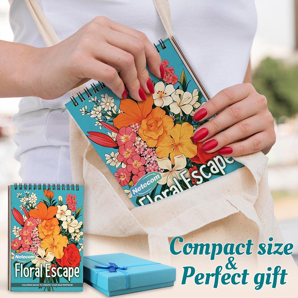 Netecom Floral Escape Spiral Coloring Book For Adults