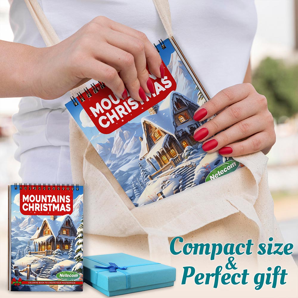 Netecom Mountains Christmas Spiral Coloring Book For Adults