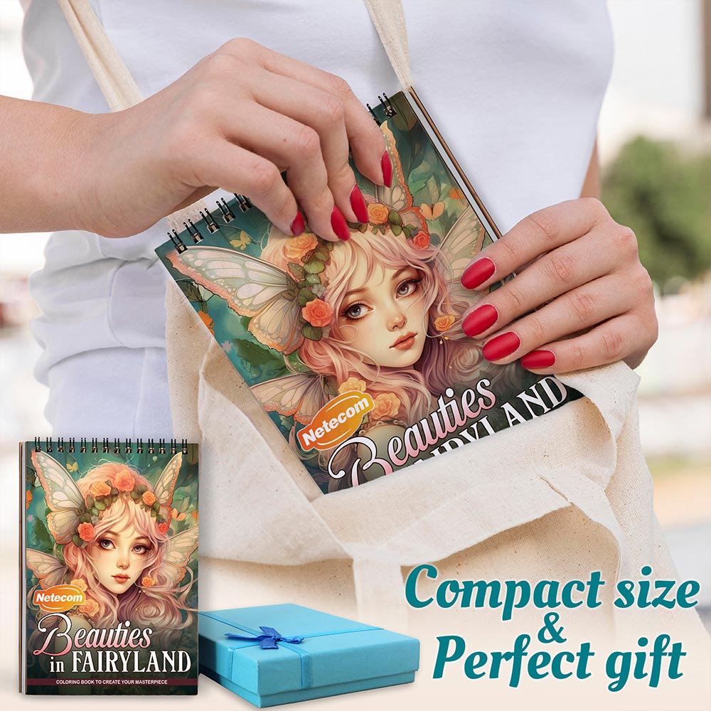 Netecom Beauties in Fairyland Spiral Coloring Book For Adults