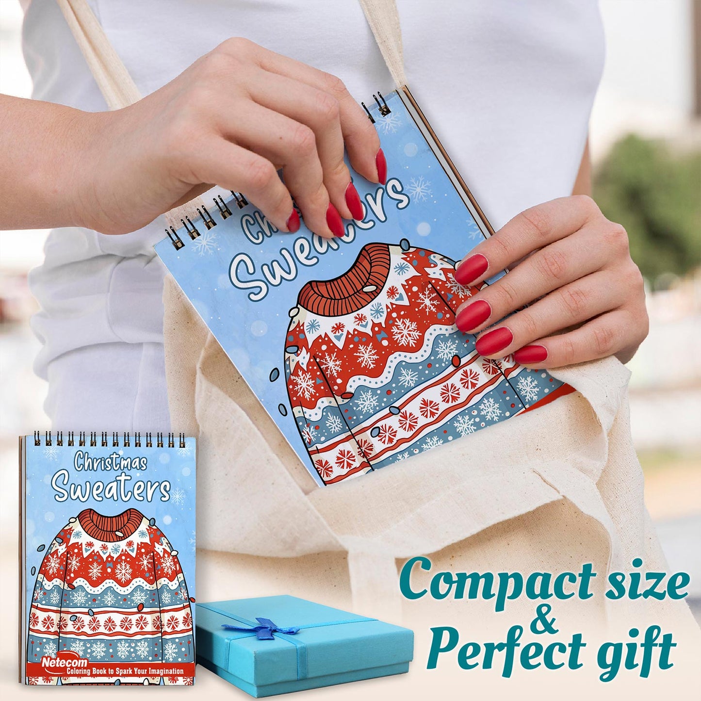 Netecom Christmas Sweaters Spiral Coloring Book For Adults
