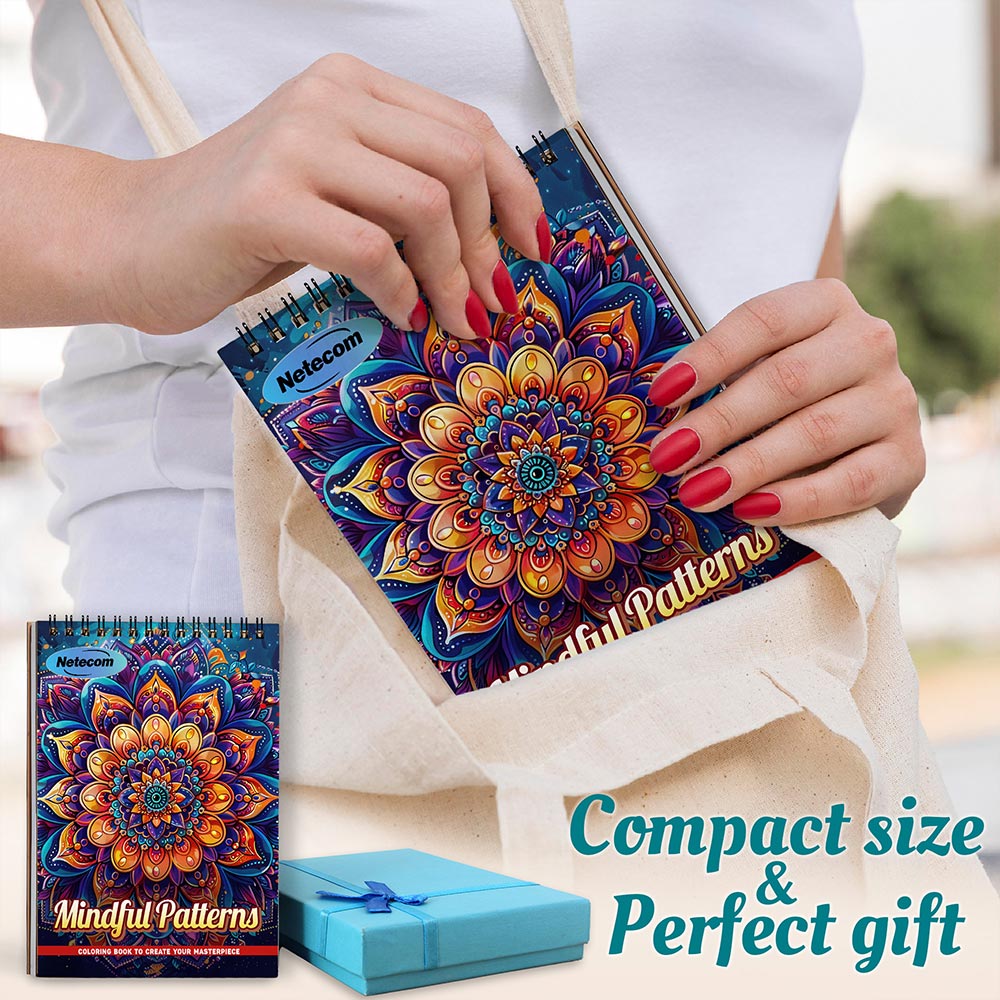 Netecom Mindful Patterns Spiral Coloring Book For Adults