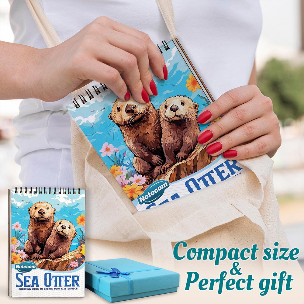 Netecom Sea Otter Spiral Coloring Book For Adults