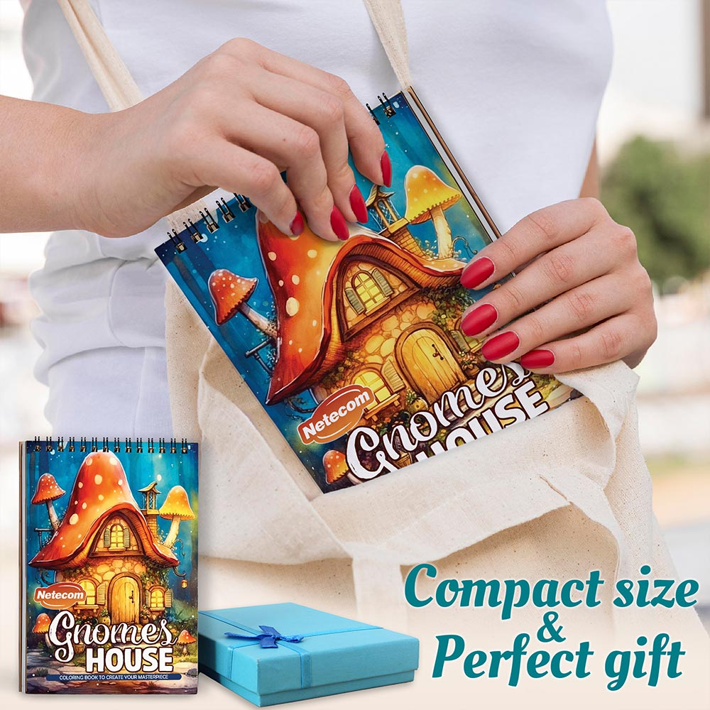 Netecom Gnomes House Spiral Coloring Book For Adults