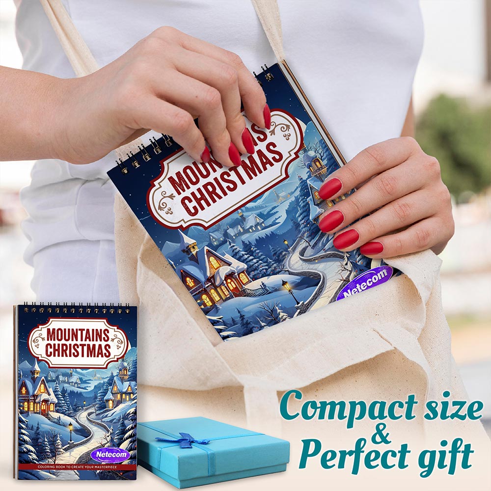 Netecom Mountains Christmas Spiral Coloring Book For Adults