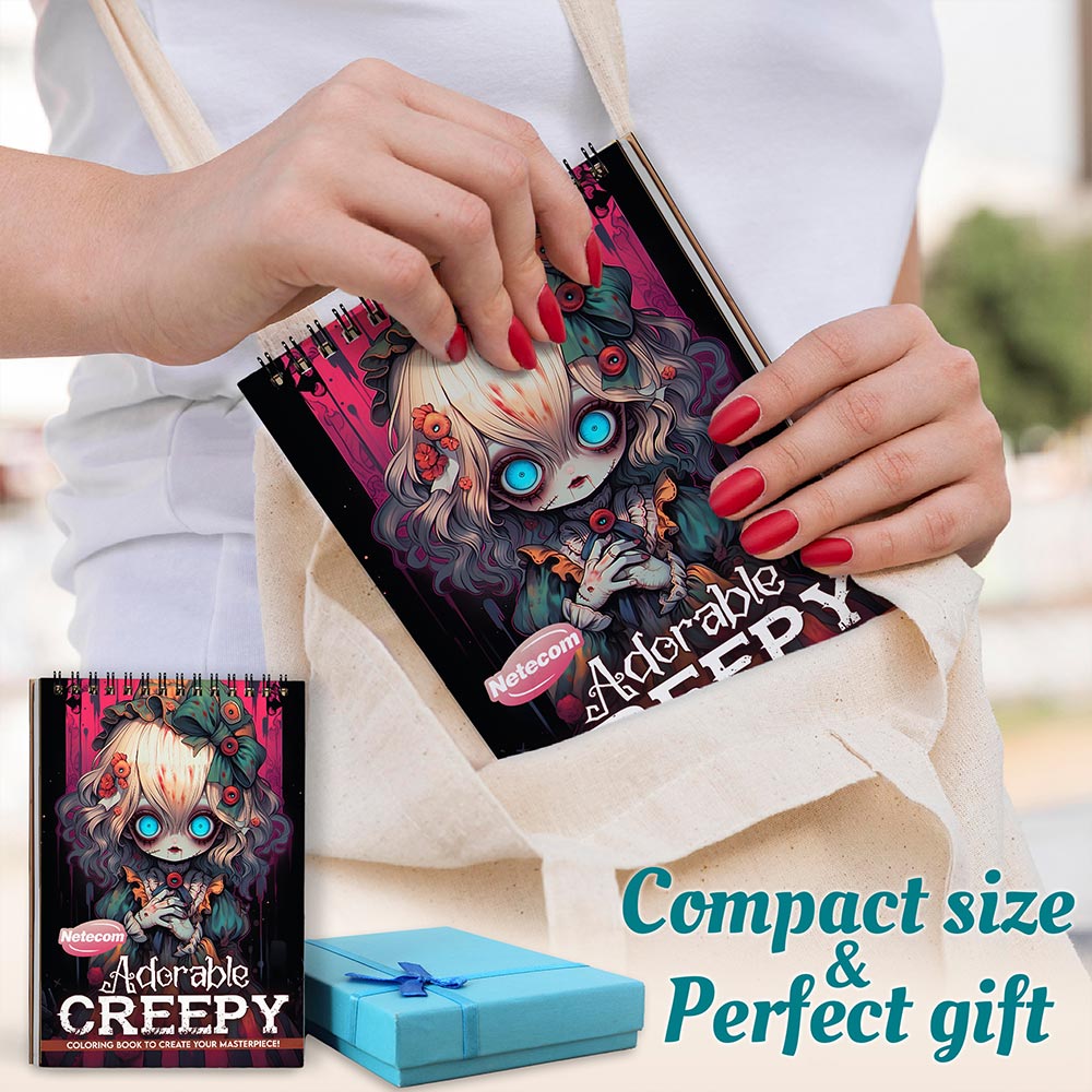 Netecom Adorable Creepy Adult Spiral Coloring Book For Adults