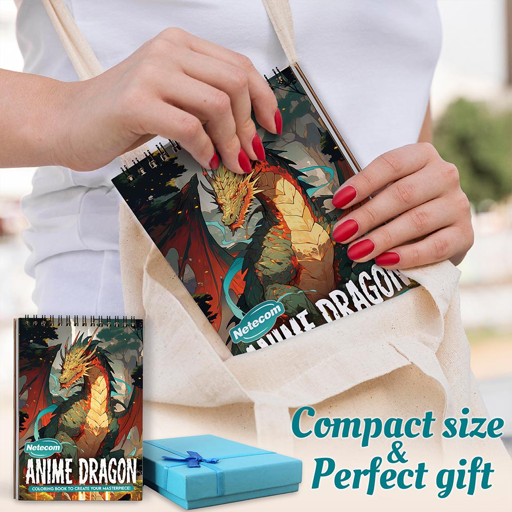 Netecom Anime Dragons Spiral Coloring Book For Adults