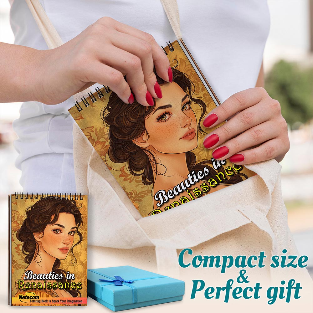Netecom Beauties in Renaissance Spiral Coloring Book For Adults