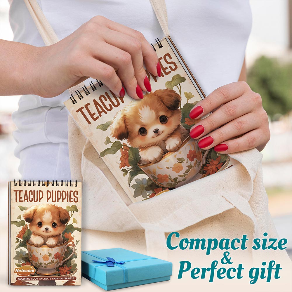 Netecom Teacup Puppies Spiral Coloring Book For Adults