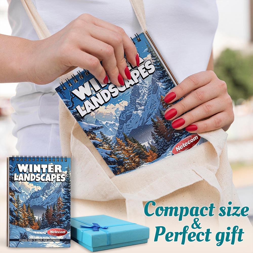 Netecom Winter Landscapes Spiral Coloring Book For Adults