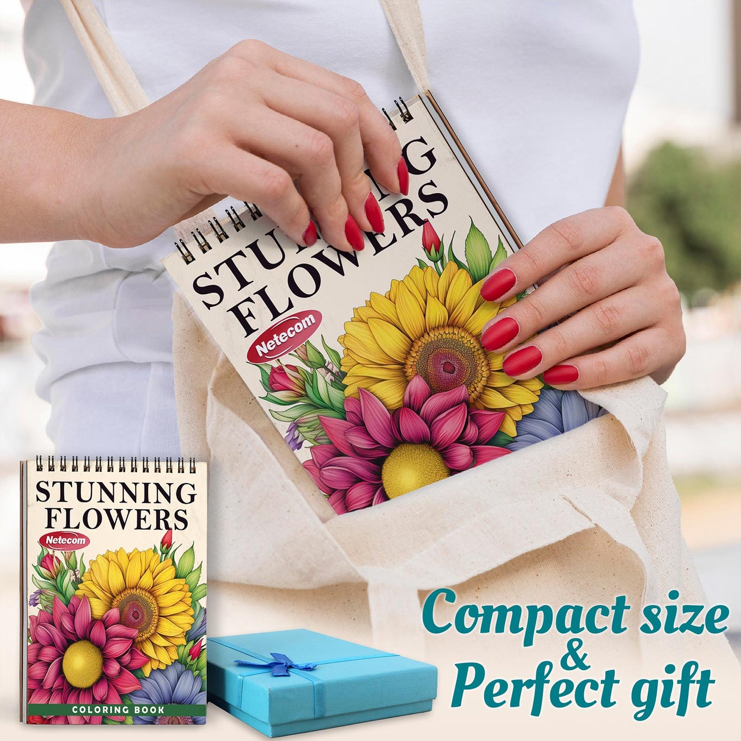 Netecom Stunning Flowers Spiral Coloring Book For Adults