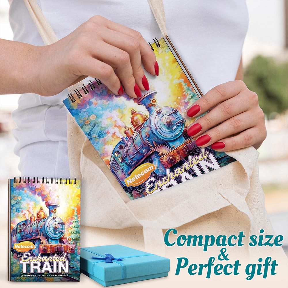 Netecom Train Spiral Coloring Book For Adults