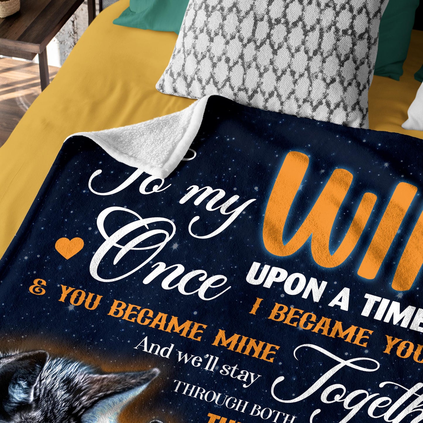 Netecom Personalized To My Wife Blanket from Husband, Romantic Wolf Couple Throw Blanket for Couch, Bed or Sofa, Ultra Soft Warm, Birthday Gifts for Wife, Wedding, Anniversary, or Valentine’s Day