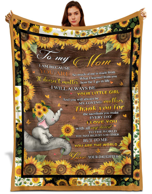 Netecom Personalized Love Letter To My Mom Blanket from Daughter, Sunflower Family Throw Blanket for Couch, Bed or Sofa, Ultra Soft Warm, Birthday Gifts, Mother’s Day or Christmas Present