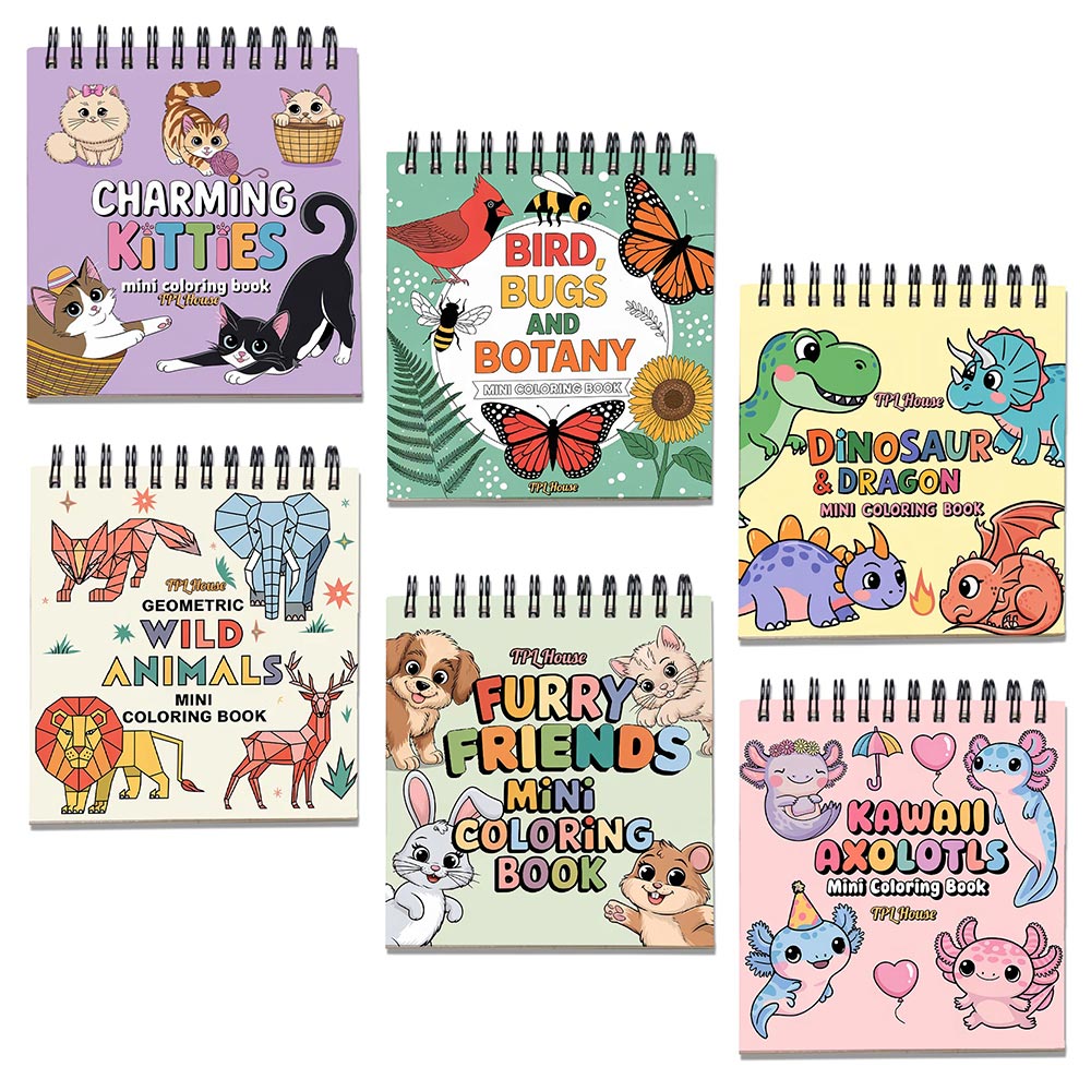 Animal Mini Coloring Book Spiral Bound for Adult