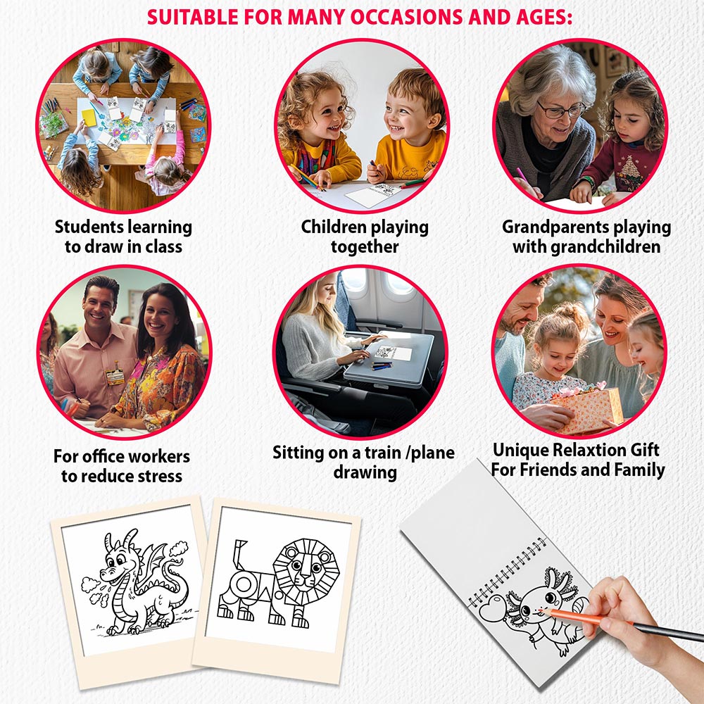 Animal Mini Coloring Book Spiral Bound for Adult