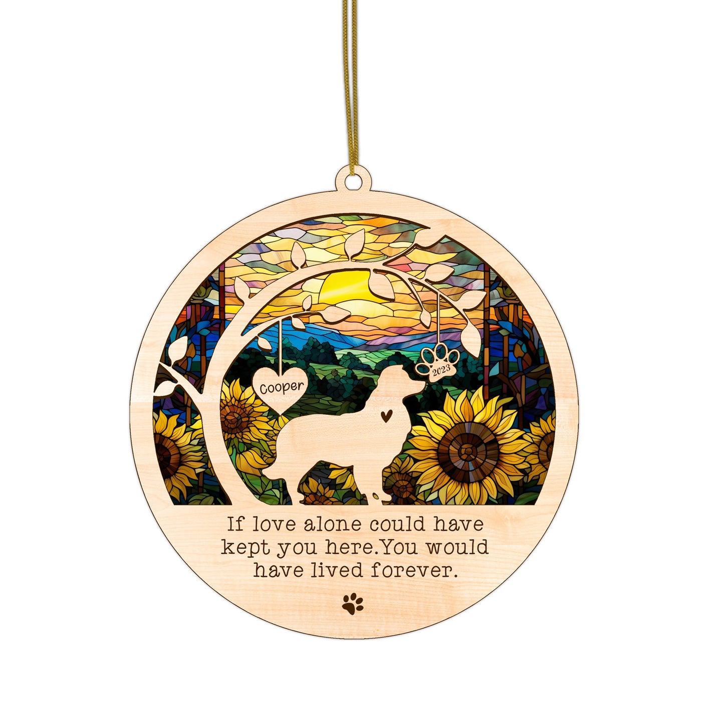 Netecom Personalized Border Collie Dog Memorial Suncatcher Border Collie Dog Christmas Ornament with Name Date Pet Loss Sun Catcher Bereavement Gift Dog Memorial Ornament Loss of Pet Sympathy Gift