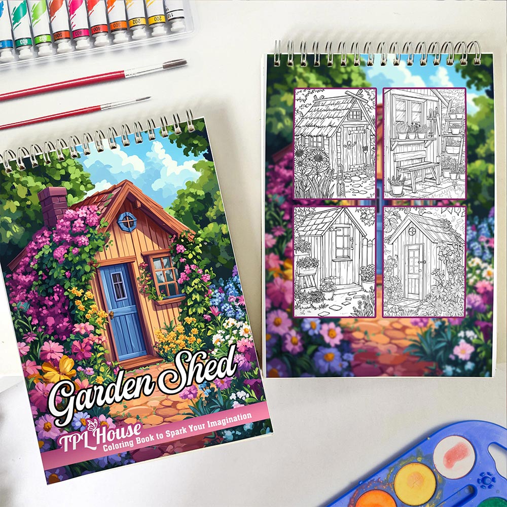 Garden Shed Coloring Book Spiral Bound for Adult