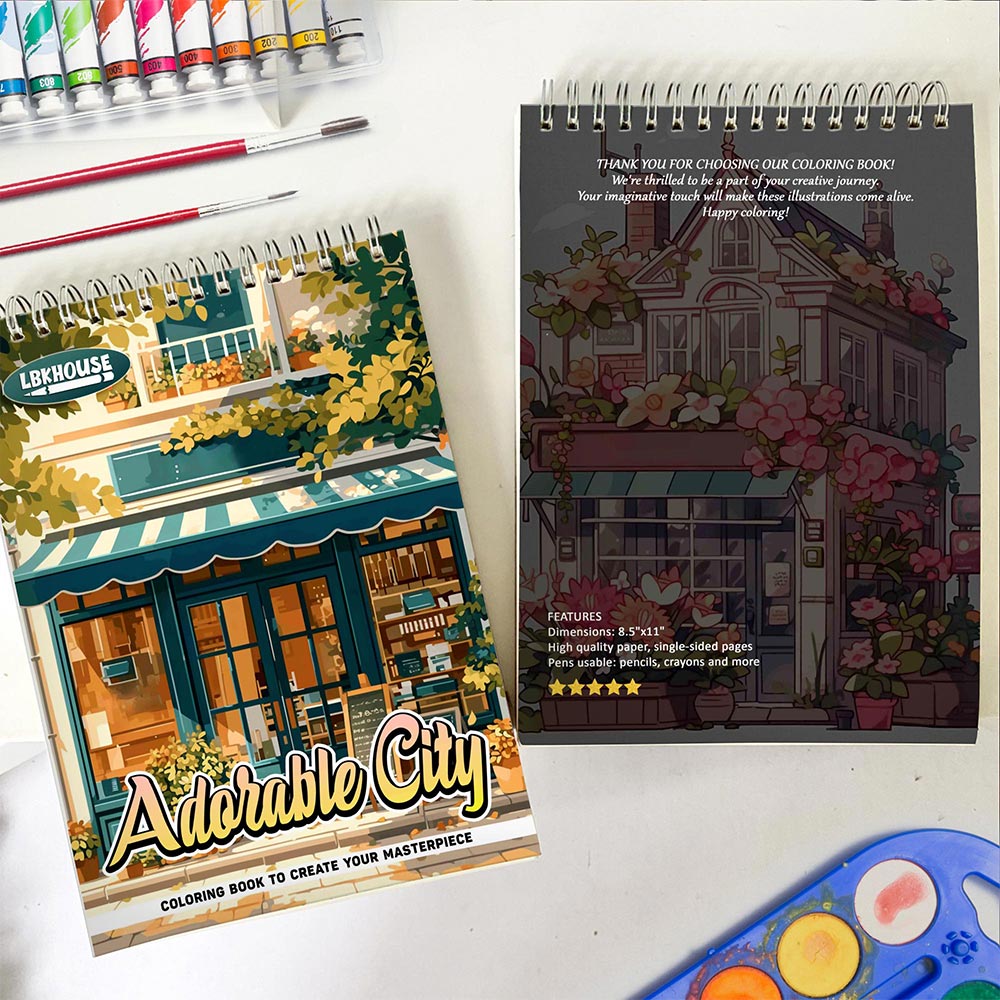 LBKHOUSE Adorable City Spiral Coloring Book for Adult
