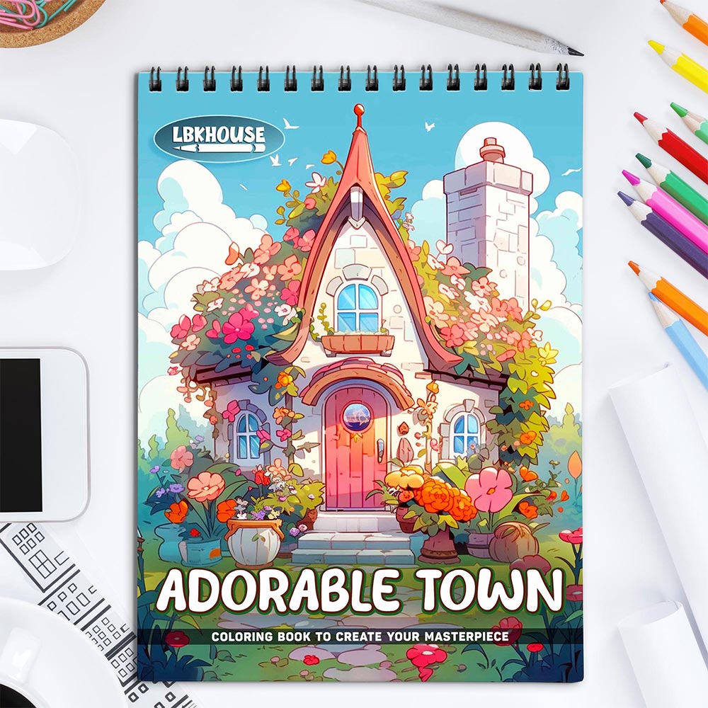 LBKHOUSE Adorable Town Coloring Book for Adult