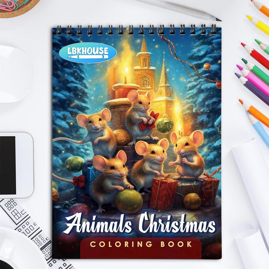 LBKHOUSE Animals Christmas Coloring Book for Adult