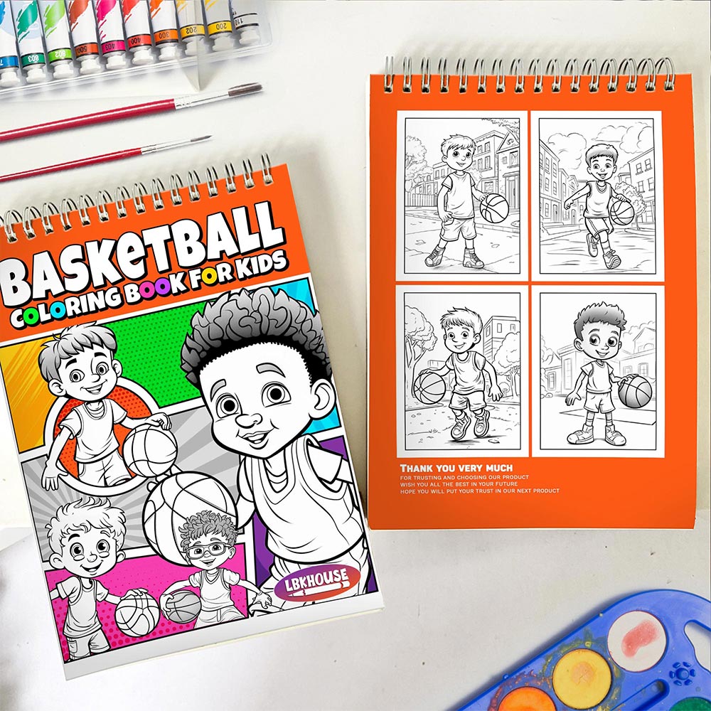 LBKHOUSE Basketball Spiral Coloring Book for Kids