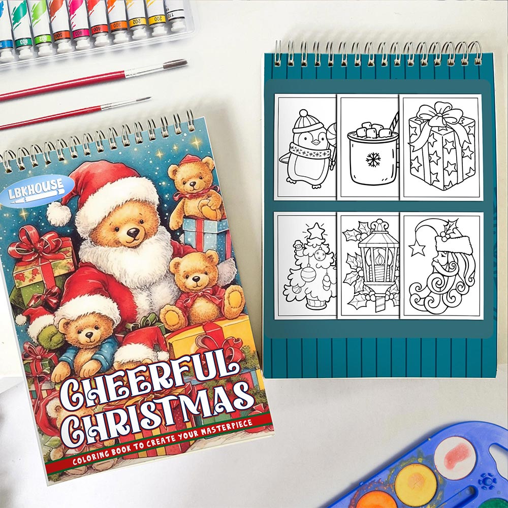 LBKHOUSE Cheerful Christmas Spiral Coloring Book for Adult