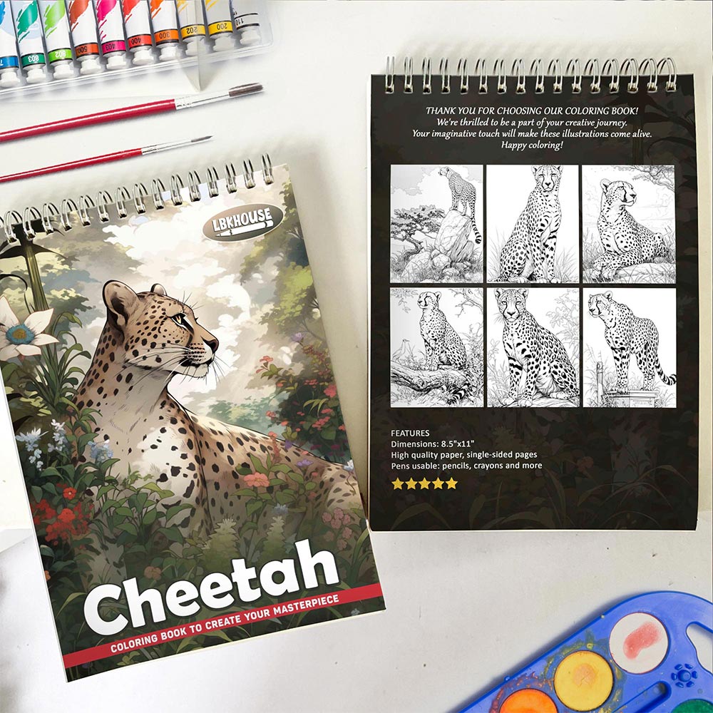 LBKHOUSE Cheetah Spiral Coloring Book for Adults