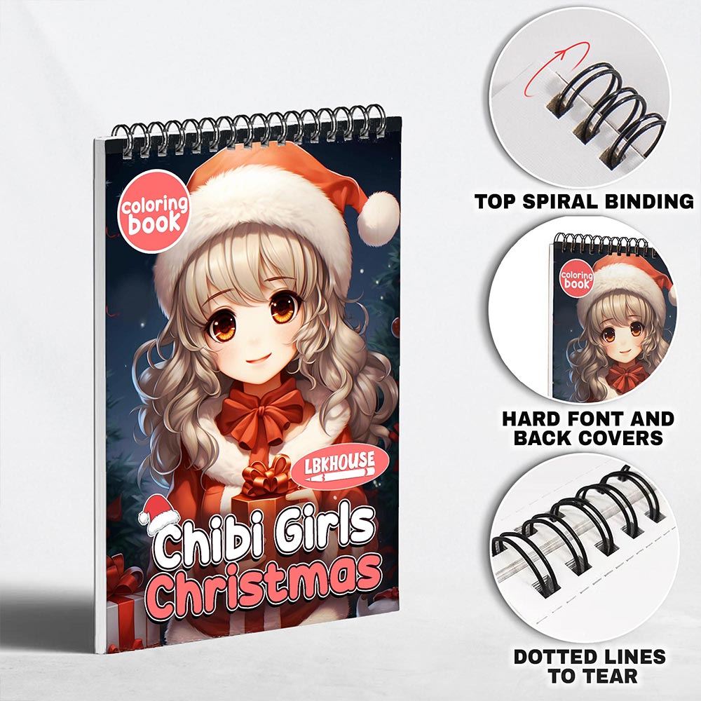 LBKHOUSE Chibi Girls Christmas Coloring Pages for Adult