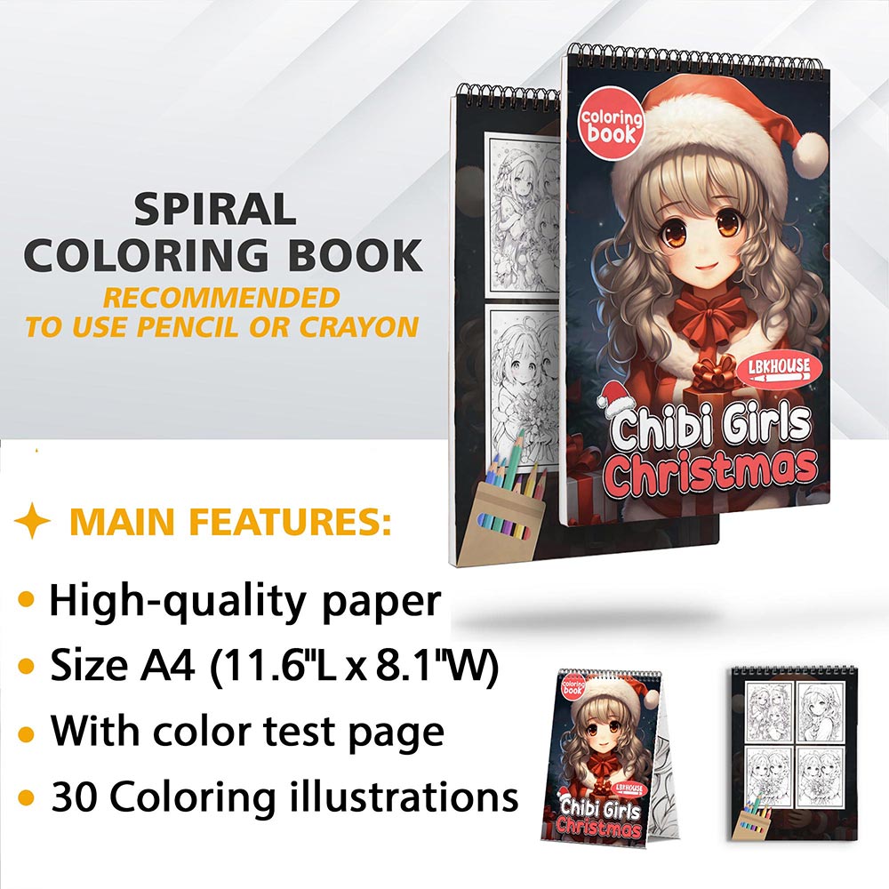 LBKHOUSE Chibi Girls Christmas Coloring Sheets for Adult
