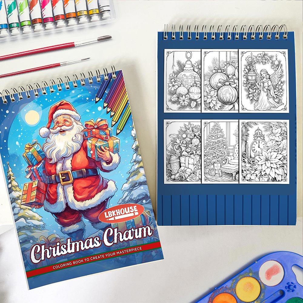 LBKHOUSE Christmas Charm Spiral Coloring Book for Adult