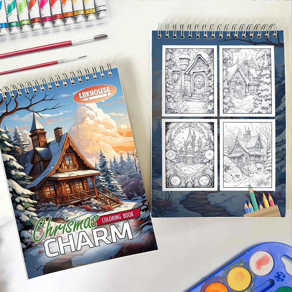 LBKHOUSE Christmas Charm Spiral Coloring Book for Adult