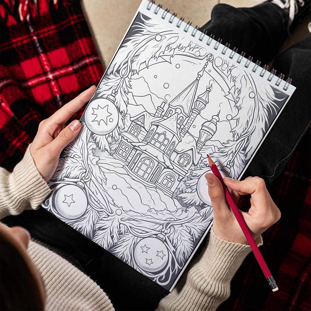 LBKHOUSE Christmas Charm Spiral Bound Coloring Book for Adult