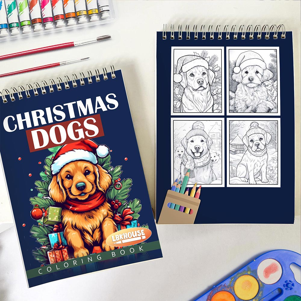 LBKHOUSE Christmas Dog Spiral Coloring Book for Adult