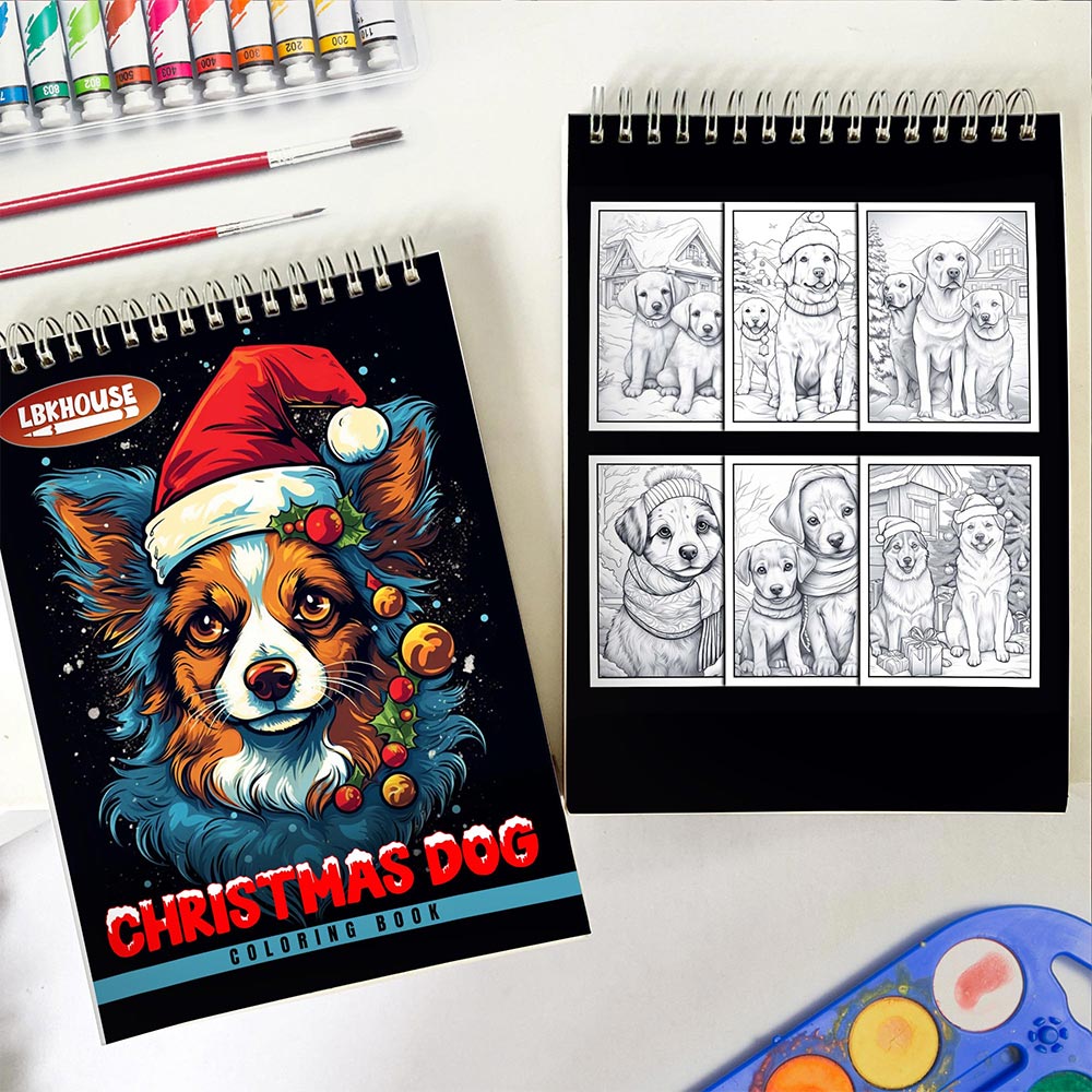 LBKHOUSE Christmas Dog Spiral Coloring Book for Adult