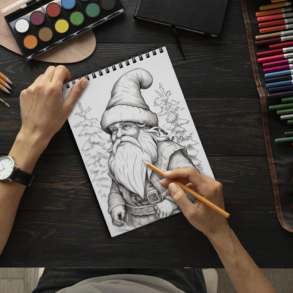 LBKHOUSE Christmas Gnomes Coloring Book Spiral Bound for Adult