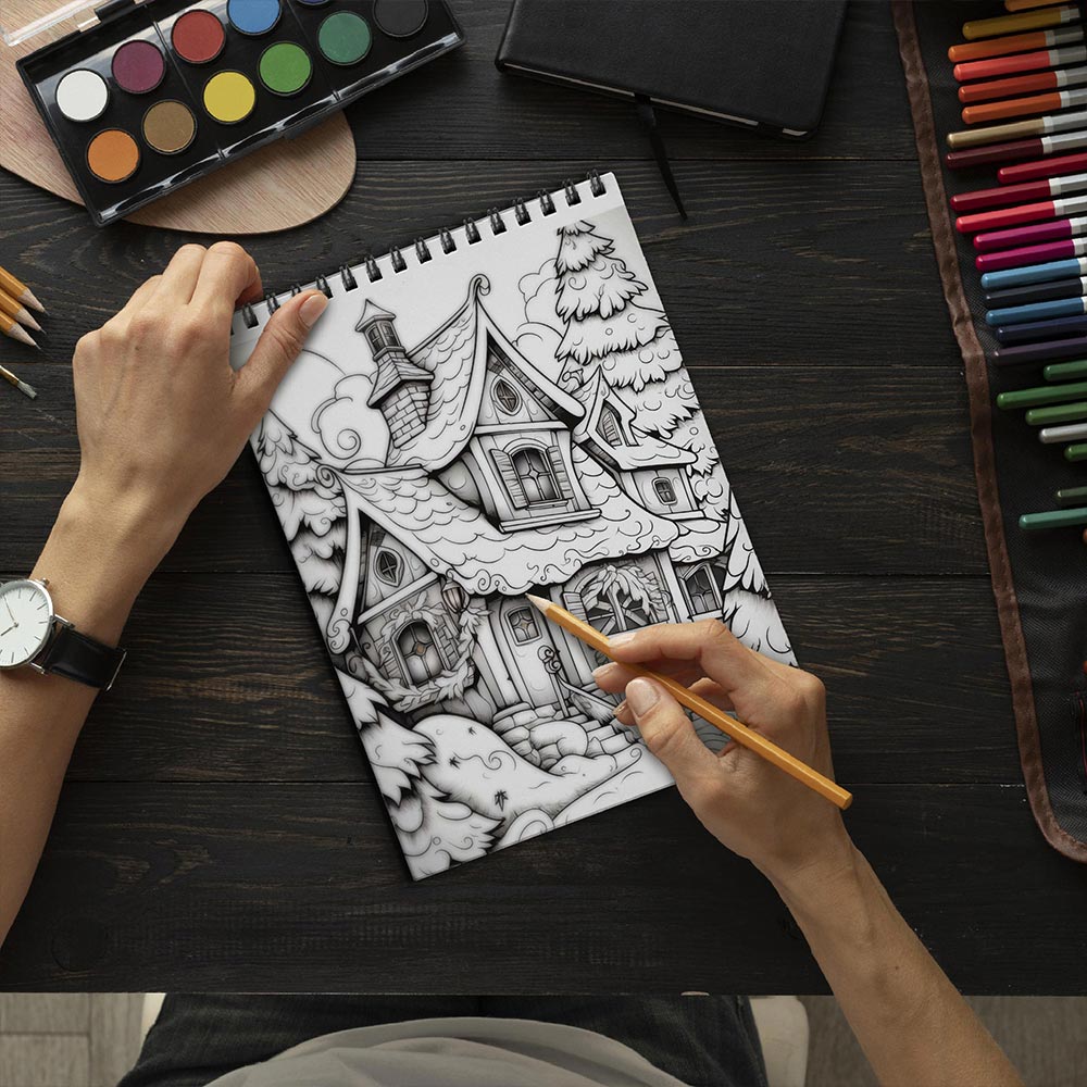 LBKHOUSE Christmas Large Print Coloring Book Spiral Bound for Adult