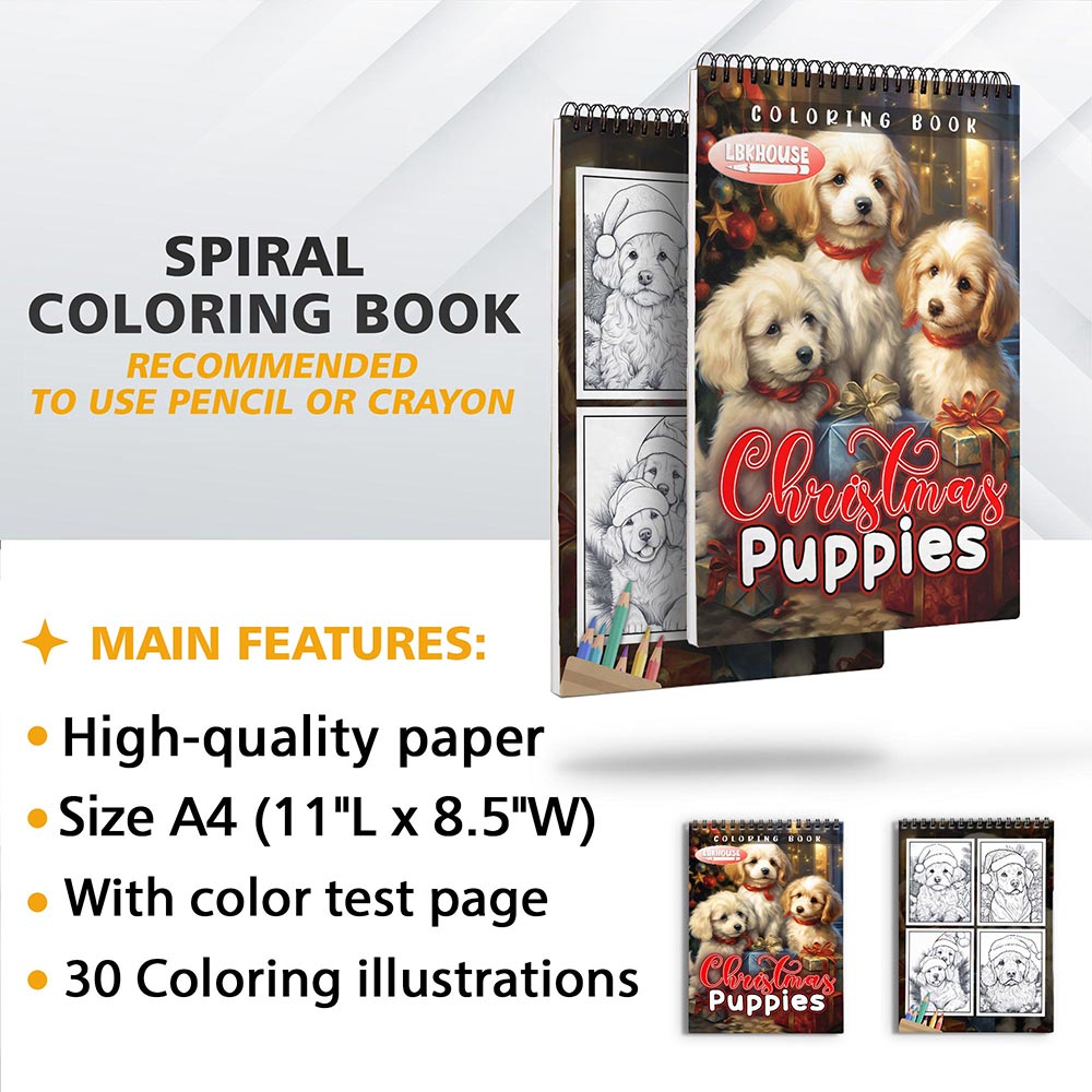 LBKHOUSE Christmas Puppies Coloring Sheets for Adult